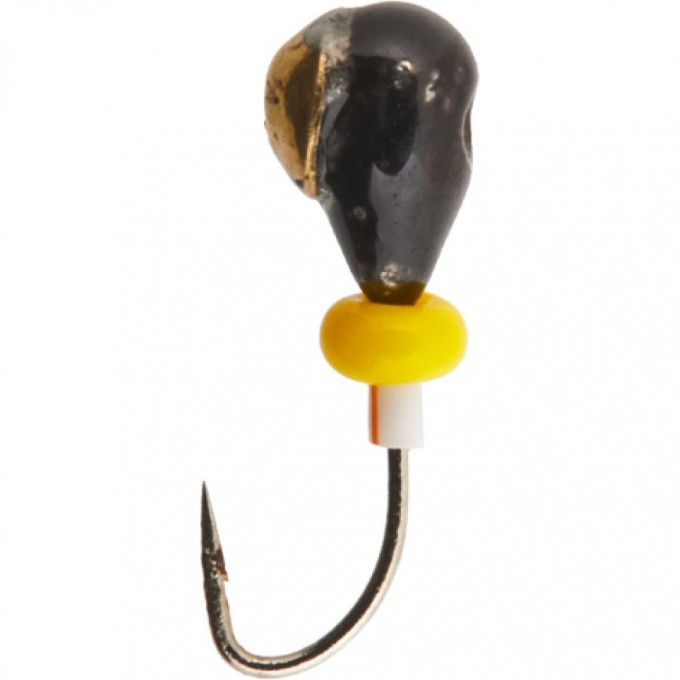 Мормышка вольфрамовая LUCKY JOHN КАПЛЯ с отверстием (коза) с коронкой с бисером 35мм, цвет go LJ33035-02