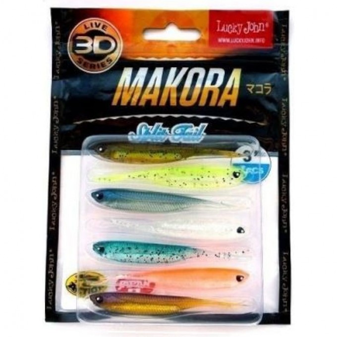 Виброхвост LUCKY JOHN 3D SERIES MAKORA SPLIT TAIL 3.0in (7,6 см), цвет mix1 7Шт. 140407-MIX1