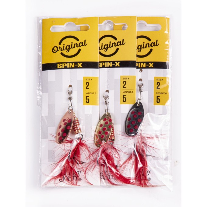 Блесна вращающаяся LUCKY JOHN SPIN X ROUND 02 5г, цвет CR/GR/SR 3шт. LJSR02-001SET