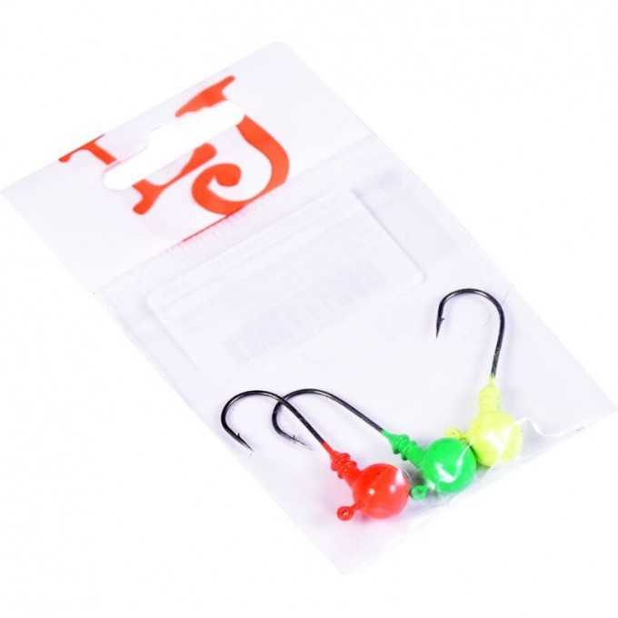 Джиг-головки LUCKY JOHN BALL RGY 16г, крючок №3, уп. 3шт LJBLJ-016MIX1