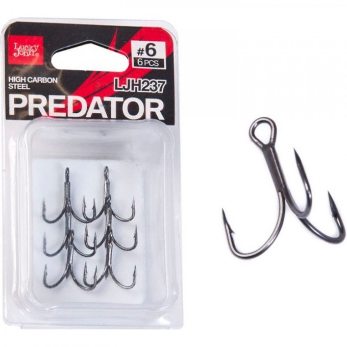 Крючки-тройники LUCKY JOHN PREDATOR LJH237 №6, 6 шт LJH237-006