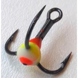 Крючок-тройник для приманок LUCKY JOHN с каплей цветной, №14, цвет yrf