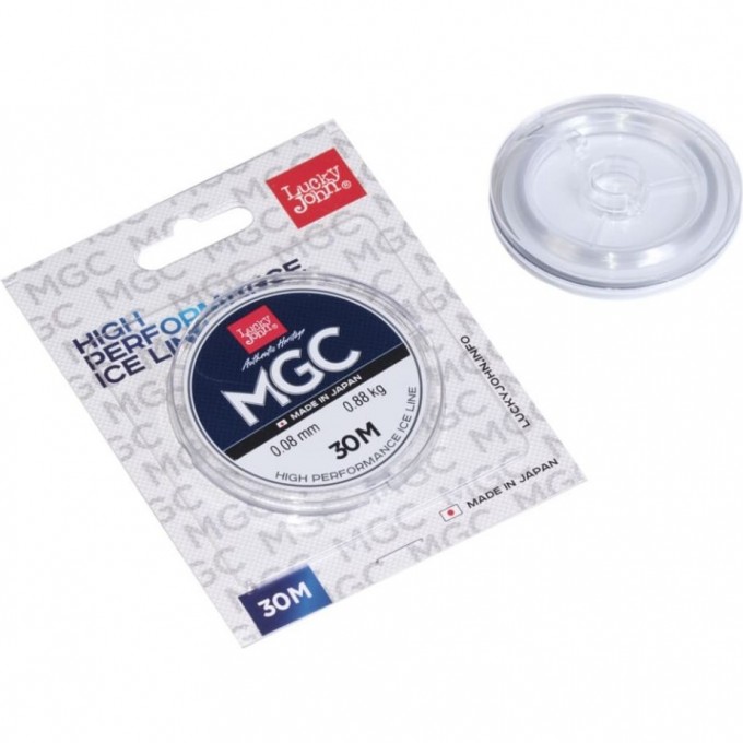 Леска монофильная зимняя LUCKY JOHN MGC 30 м - 0.08 мм, прозрачная LJ4000-008