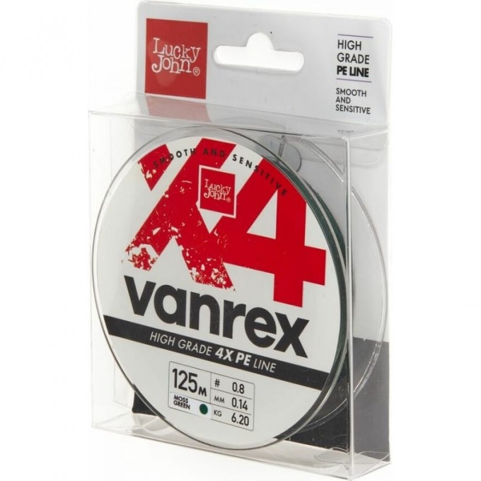 Леска плетёная LUCKY JOHN VANREX X4 BRAID MOSS GREEN 125 м - 0,14 мм LJ4114-014