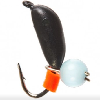 Мормышка вольфрамовая LUCKY JOHN БАНАН РИЖСКИЙ с петелькой и бисером кошачий глаз 25мм, цвет blue