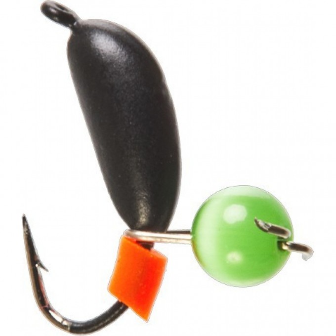 Мормышка вольфрамовая LUCKY JOHN БАНАН РИЖСКИЙ с петелькой и бисером кошачий глаз 25мм, цвет green LJ11025-11