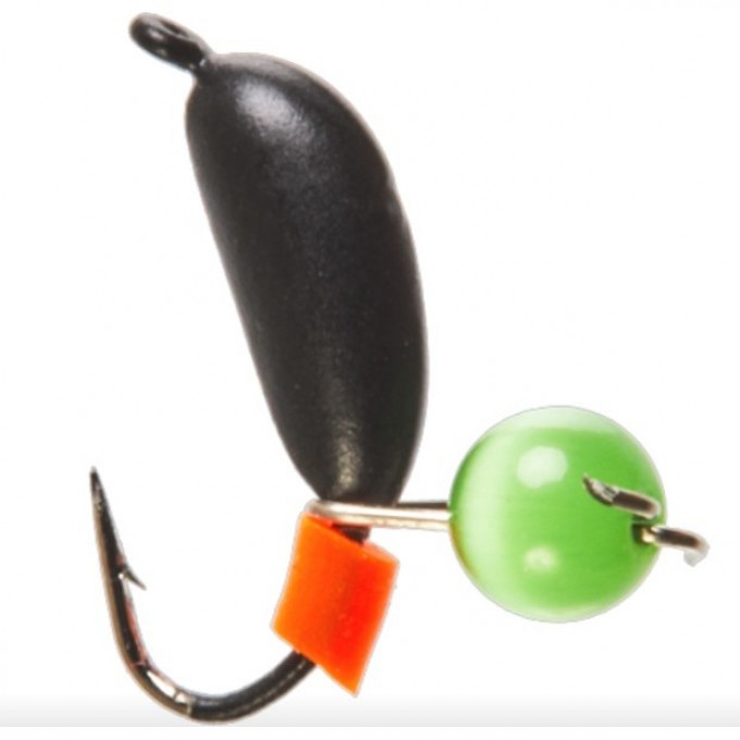 Мормышка вольфрамовая LUCKY JOHN БАНАН РИЖСКИЙ с петелькой и бисером кошачий глаз 40мм, цвет green LJ11040-11
