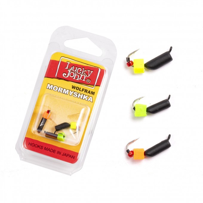 Мормышки вольфрамовые LUCKY JOHN с петелькой 3шт набор СТОЛБИК безнасадочный LJTM-022SET