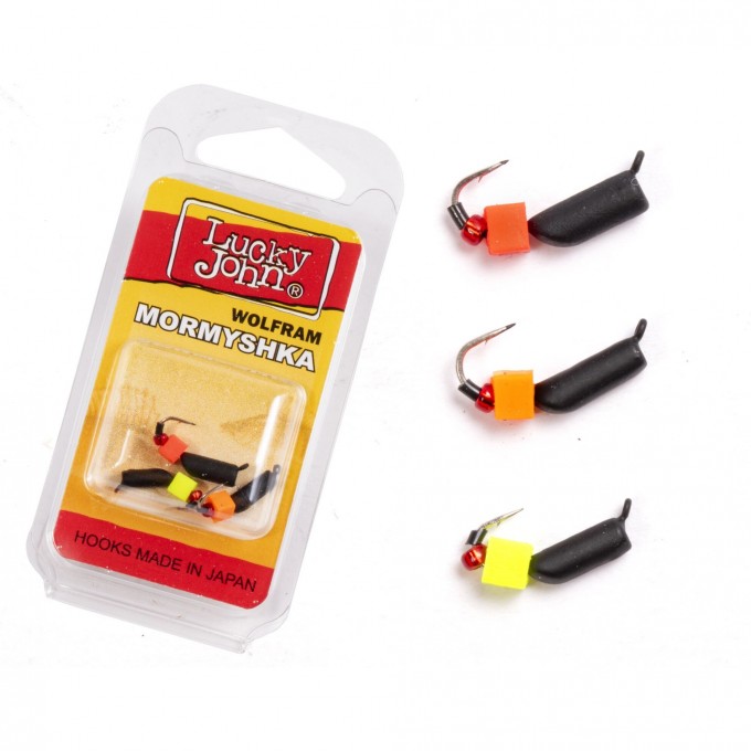Мормышки вольфрамовые LUCKY JOHN с петелькой 3шт набор СТОЛБИК безнасадочный LJTM-023SET