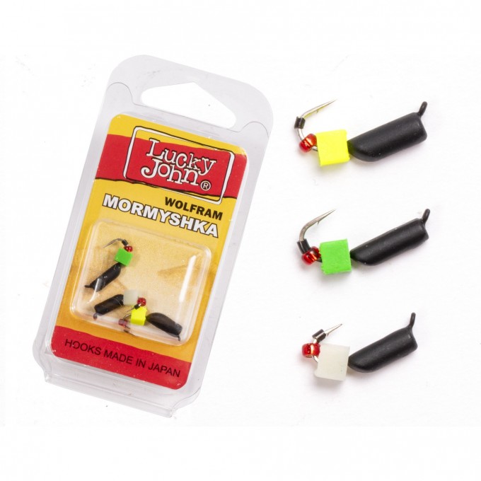 Мормышки вольфрамовые LUCKY JOHN с петелькой 3шт набор СТОЛБИК безнасадочный LJTM-024SET