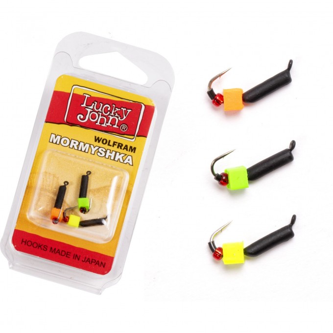 Мормышки вольфрамовые LUCKY JOHN с петелькой 3шт набор СТОЛБИК безнасадочный LJTM-029SET