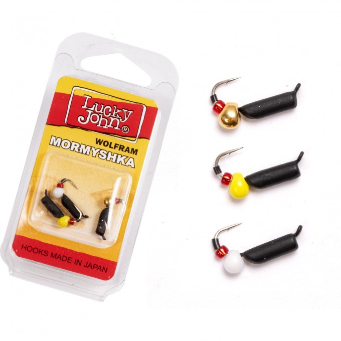 Мормышки вольфрамовые LUCKY JOHN с петелькой 3шт набор СТОЛБИК безнасадочный LJTM-030SET