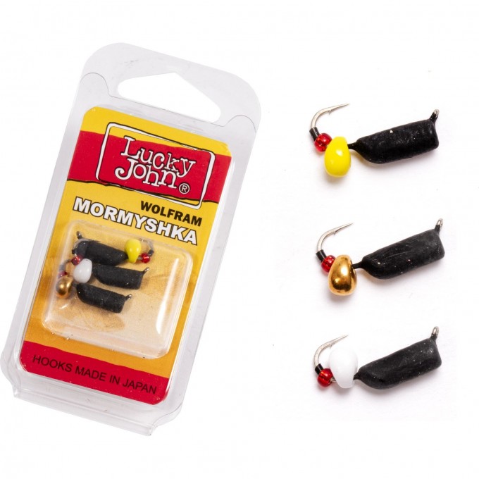 Мормышки вольфрамовые LUCKY JOHN с петелькой 3шт набор СТОЛБИК безнасадочный LJTM-033SET