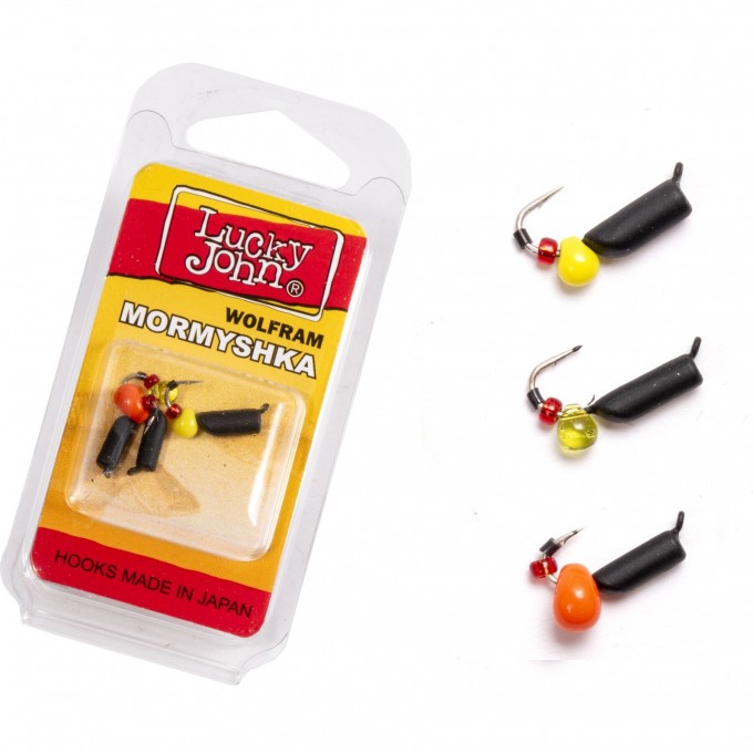 Мормышки вольфрамовые LUCKY JOHN с петелькой 3шт набор СТОЛБИК безнасадочный LJTM-035SET