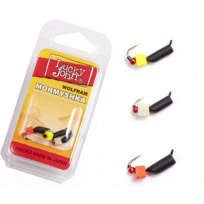 Мормышки вольфрамовые LUCKY JOHN СТОЛБИК с петелькой 3шт безнасадочный блистер LJTM-021SET