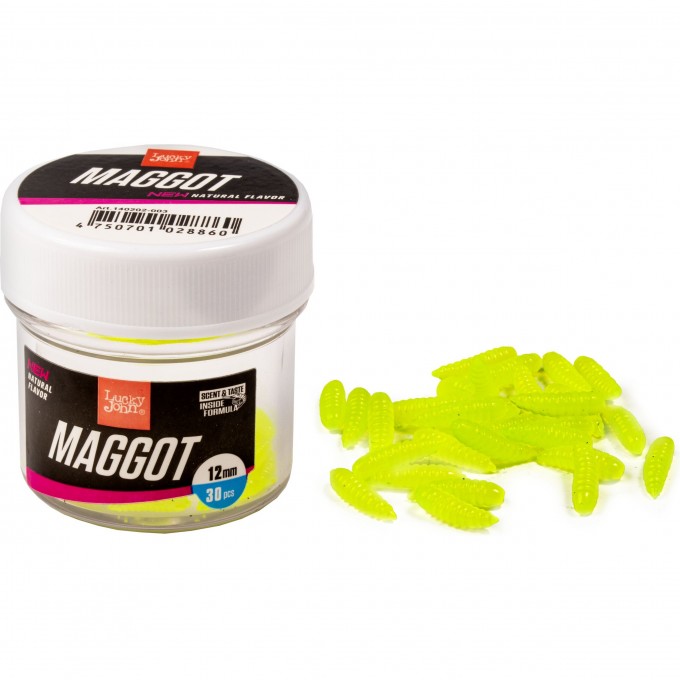 Насадки искусственные съедобные LUCKY JOHN PRO SERIES MAGGOT GREEN опарыш 12мм 30шт. 140202-003