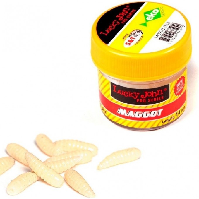 Насадки искусственные съедобные LUCKY JOHN PRO SERIES MAGGOT опарыш 14мм 25шт. 140203-001