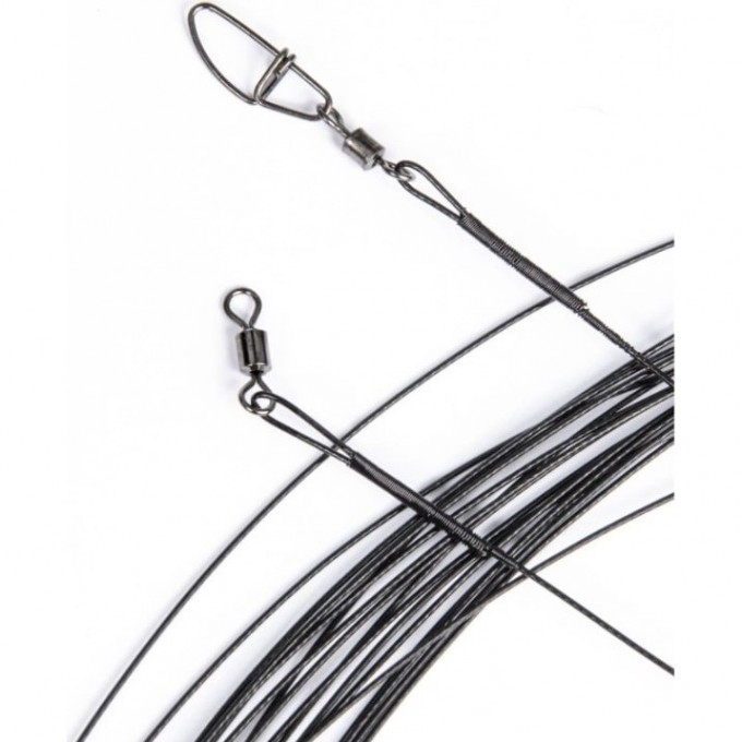 Поводки стальные LUCKY JOHN SSW 1х7, оснащенные вертлюгой с застёжкой, диаметр 0.45мм/6кг/15см/ набор 20шт. LJ7087-015