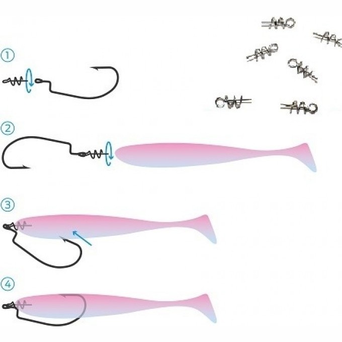 Спирали LUCKY JOHN CORKSCROW KIT 001SS для крепления силиконовых приманок 8шт. LJP5120-SS