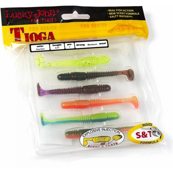 Виброхвост LUCKY JOHN PRO SERIES TIOGA 2.9 in (74 мм), цвет mix1 7Шт. 140103-MIX1