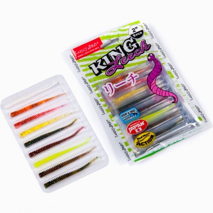 Слаги съедобные искусственные LUCKY JOHN PRO SERIES KING LEECH 2in (5 см), цвет mix1, 9шт. 140152-MIX1