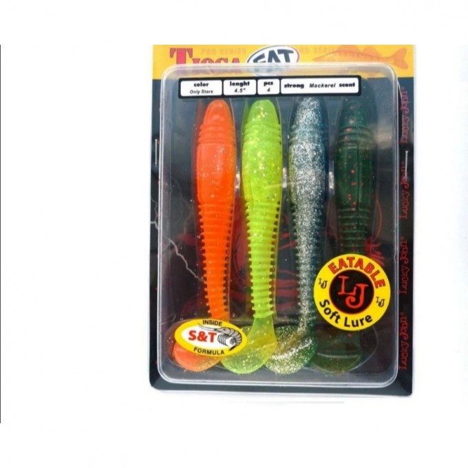 Виброхвост LUCKY JOHN TIOGA FAT 3.9in (100 мм), цвет mix1 5Шт. 140146-MIX1